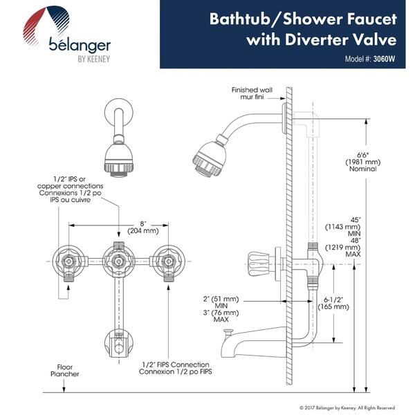 Shop Belanger 3060w 3 Handle Bathtub Shower Faucet Polished