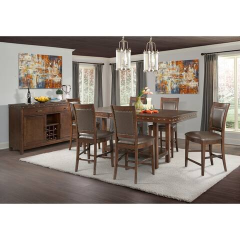 Picket House Furnishings Pruitt Counter 8PC Dining Set-Table, 6 Counter Dining Chairs & Server