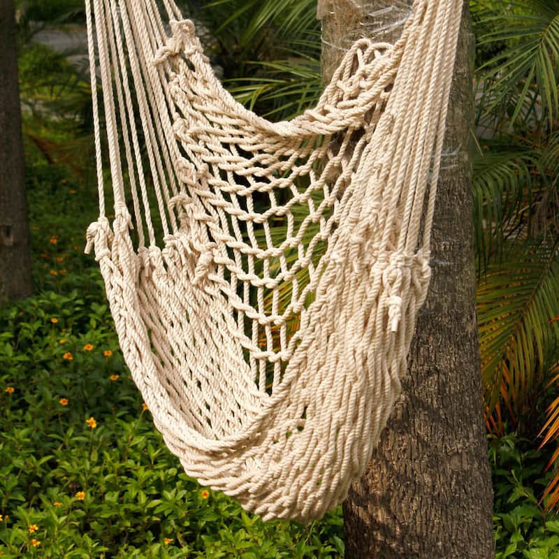 Beige Cotton Rope Hanging Air/ Sky Chair Swing