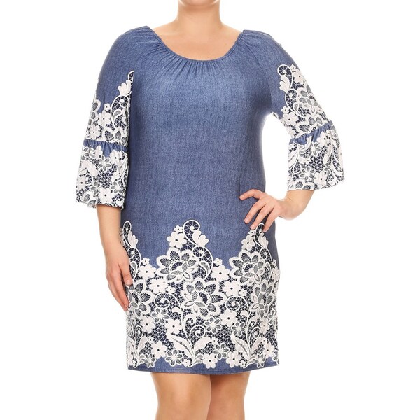 womens denim and lace dress