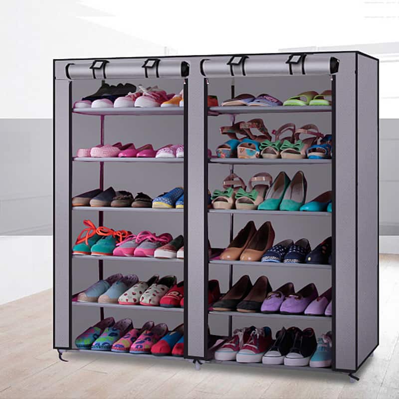 6-Row 2-Line Non-woven Fabric Shoe Rack