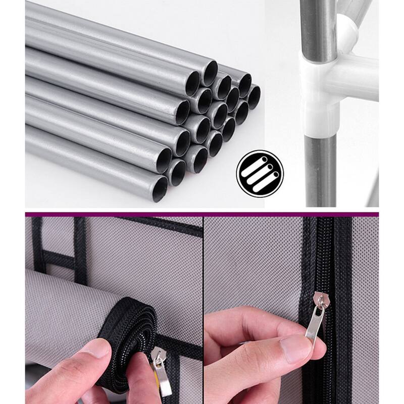 6-Row 2-Line Non-woven Fabric Shoe Rack