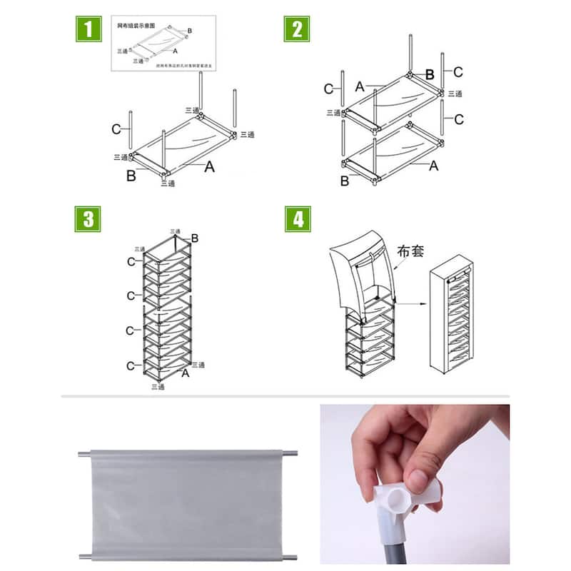 Fashionable Room-saving 9 Lattices Non-woven Fabric Shoe Rack Gray