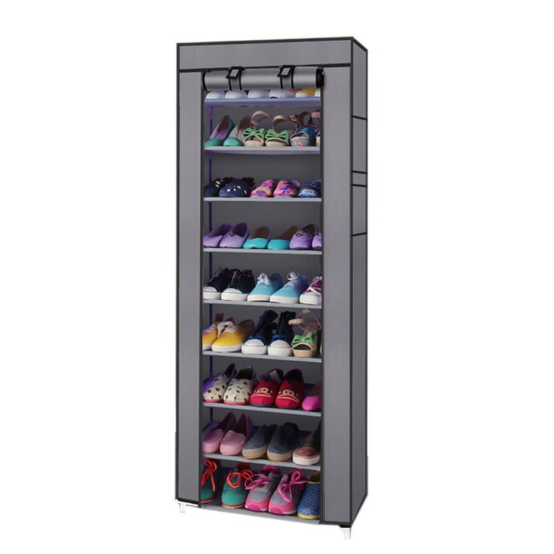 Fashionable Room-saving 9 Lattices Non-woven Fabric Shoe Rack Gray