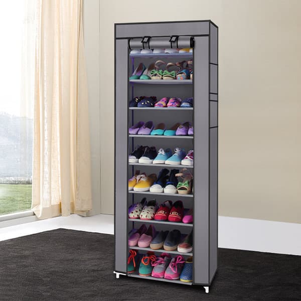Shoe Rack Storage Organizer, 9 Tier Large Shoes 3 Row 9 Tiers with 2 Hooks