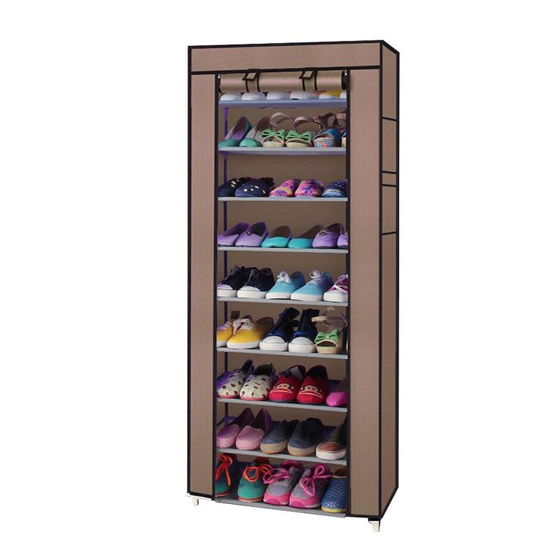 Fashionable Room-saving 9 Lattices Non-woven Fabric Shoe Rack Coffee