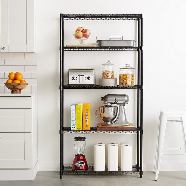 5-Layer Black Plastic Coated Iron Shelf