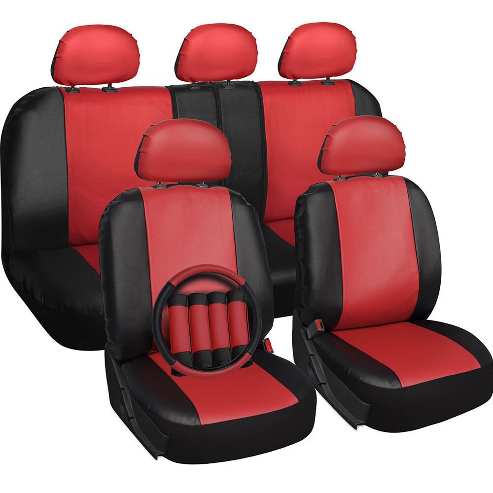 other colors/&back avbl cool set front car seat covers red-blk w//dragon on cross