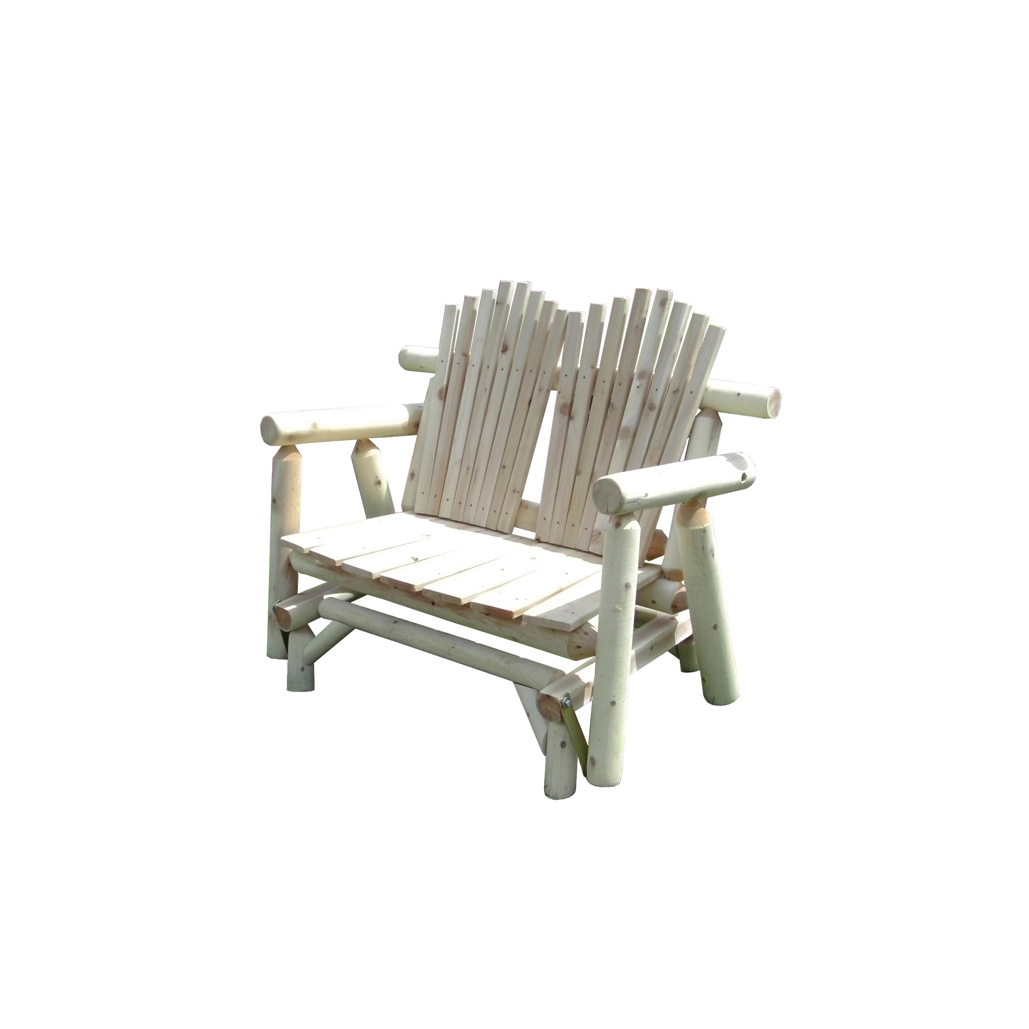 Shop Rustic White Cedar Log Adirondack Glider Love Seat Amish