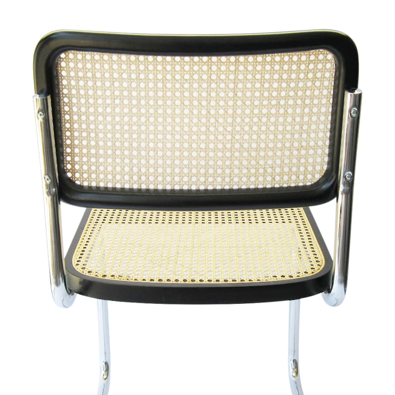Breuer Chair Company Cesca Cane Dining Chair in Chrome and Black