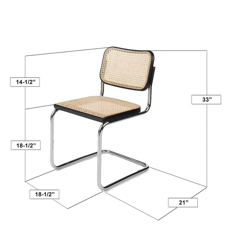 Breuer Chair Company Cesca Cane Dining Chair in Chrome and Black