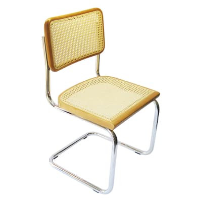 Breuer Chair Company Cesca Cane Dining Chair in Chrome and Honey Oak