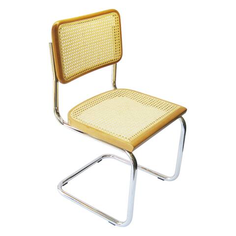 Breuer Chair Company Cesca Cane Dining Chair in Chrome and Honey Oak