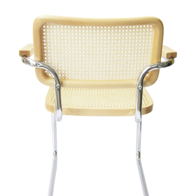 Breuer Chair Company Cesca Cane Arm Chair in Chrome and Natural