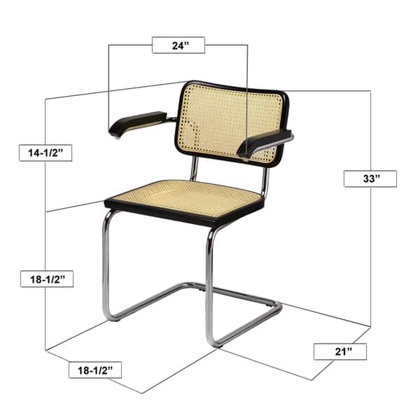 Shop Breuer Chair Company Cesca Cane Arm Chair In Chrome And Walnut Overstock 14783394