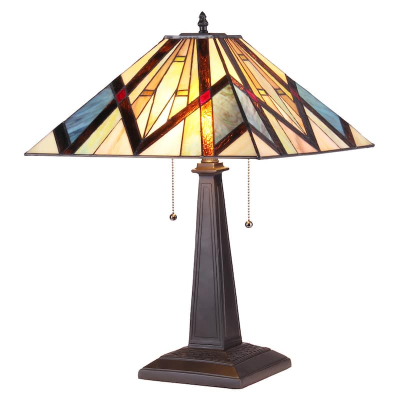 Tiffany Style Mission Design 2-light Blackish Bronze Table Lamp