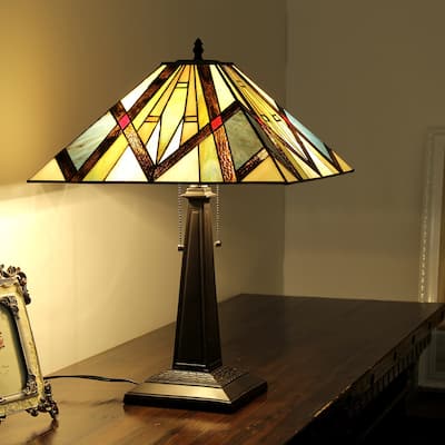 Tiffany Style Mission Design 2-light Blackish Bronze Table Lamp