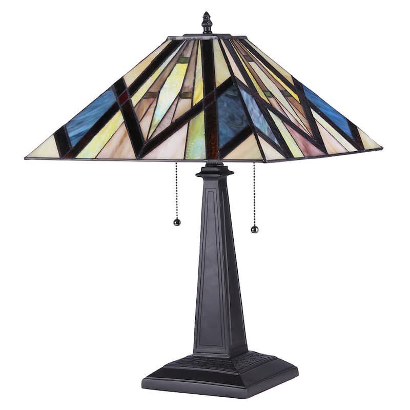 Tiffany Style Mission Design 2-light Blackish Bronze Table Lamp