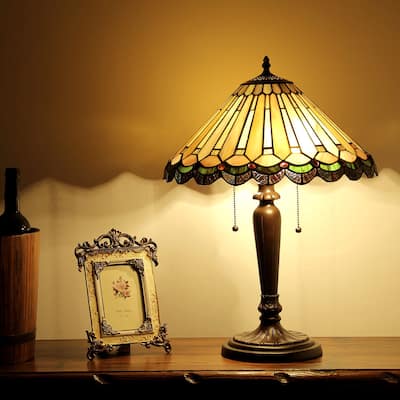 Tiffany Style Victorian Design 2-light Dark Bronze Table Lamp