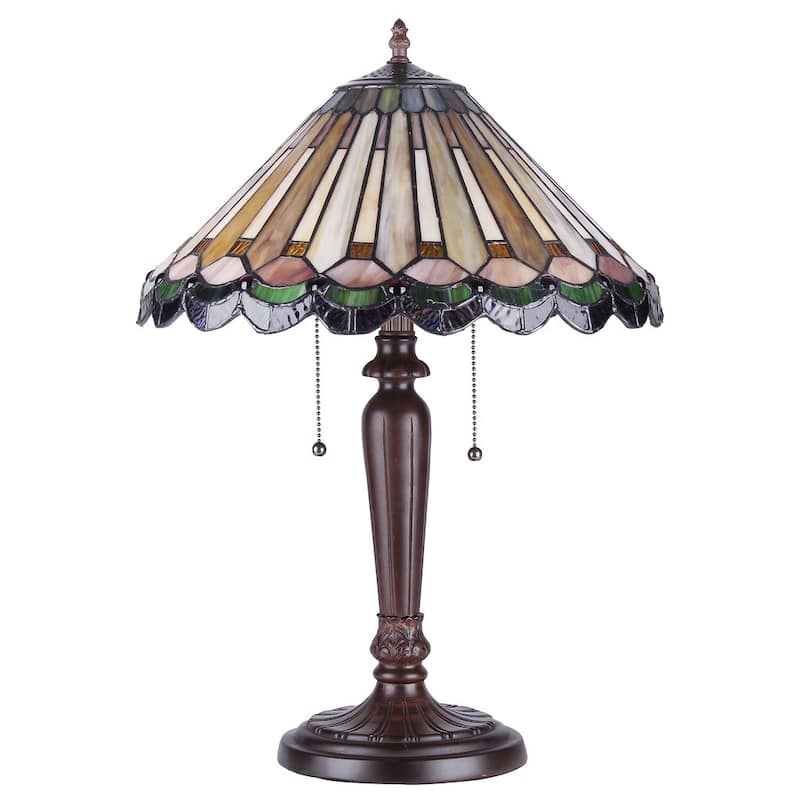 Tiffany Style Victorian Design 2-light Dark Bronze Table Lamp