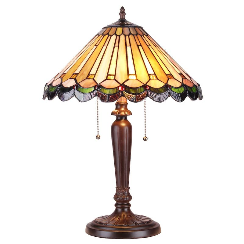 Tiffany Style Victorian Design 2-light Dark Bronze Table Lamp