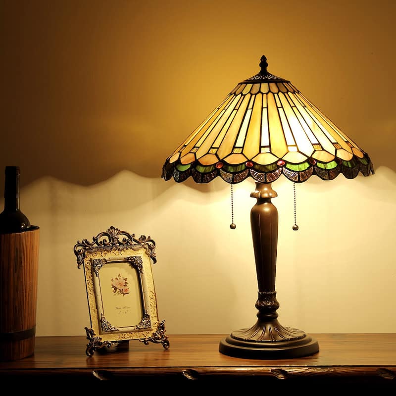 Tiffany Style Victorian Design 2-light Dark Bronze Table Lamp