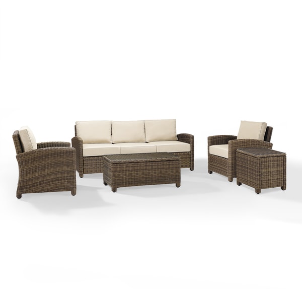 Bradenton 5 Piece Outdoor Wicker Set With Sand Cushions Sofa Bradenton 5 Piece Outdoor Wicker Set With Sand Cushions Sofa Two Arm Chairs