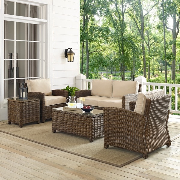 Crosley catalina outdoor round sectional sofa wicker hot sale