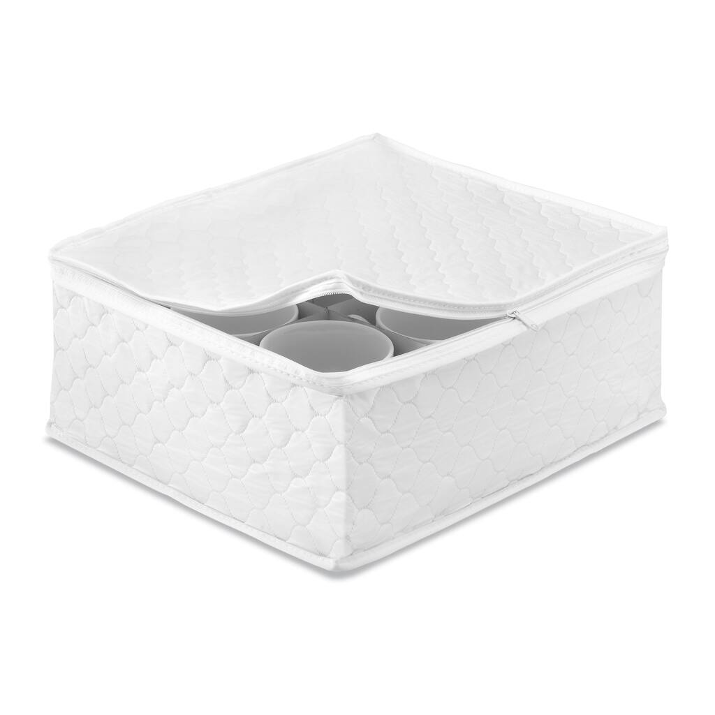 Whitmor White Vinyl China Storage Cup Case