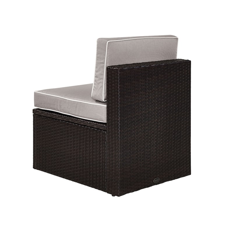 Palm Harbor Outdoor Wicker Center Chair In Brown With Grey Cushions - 30.5 H x 23 W x 26.5 D