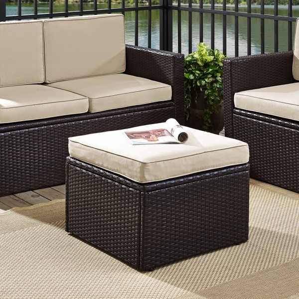 Outdoor wicker 2025 ottoman with cushion