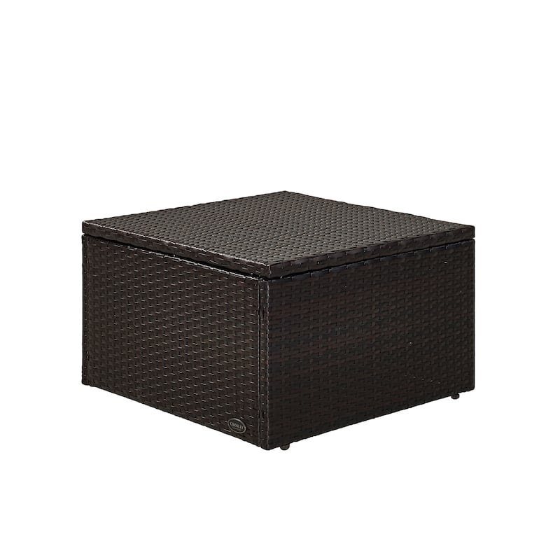 Palm Harbor Outdoor Wicker Ottoman in Brown with Sand Cushions