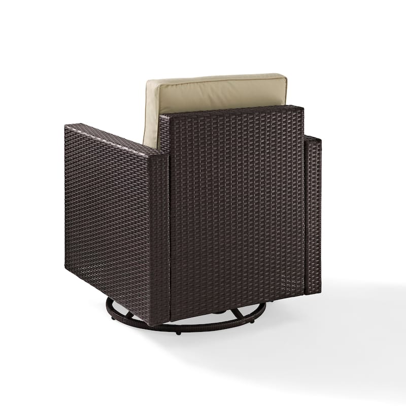 Crosley Palm Harbor Outdoor Wicker Swivel Rrocker Chair With Sand Cushions