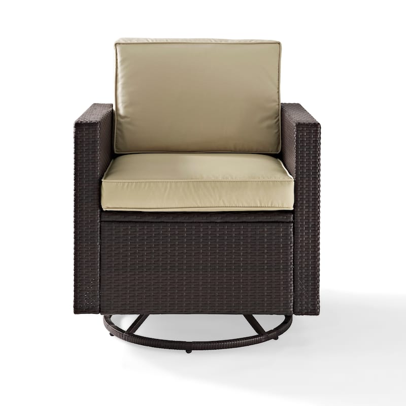 Crosley Palm Harbor Outdoor Wicker Swivel Rrocker Chair With Sand Cushions