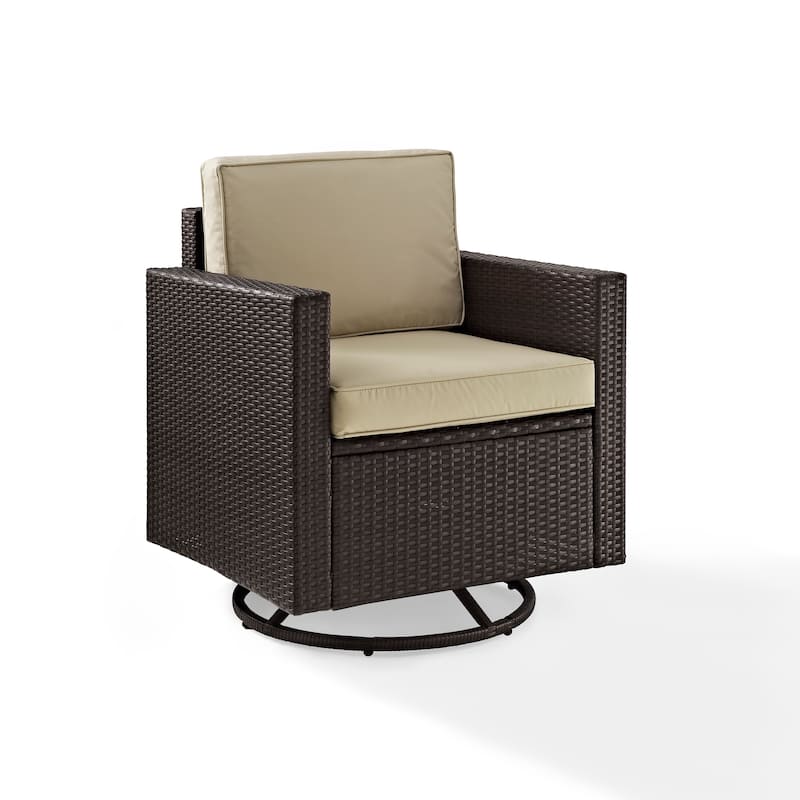 Crosley Palm Harbor Outdoor Wicker Swivel Rrocker Chair With Sand Cushions