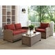 preview thumbnail 1 of 4, Crosley Bradenton Outdoor Wicker 3-Piece Seating Set with Sangria Cushions
