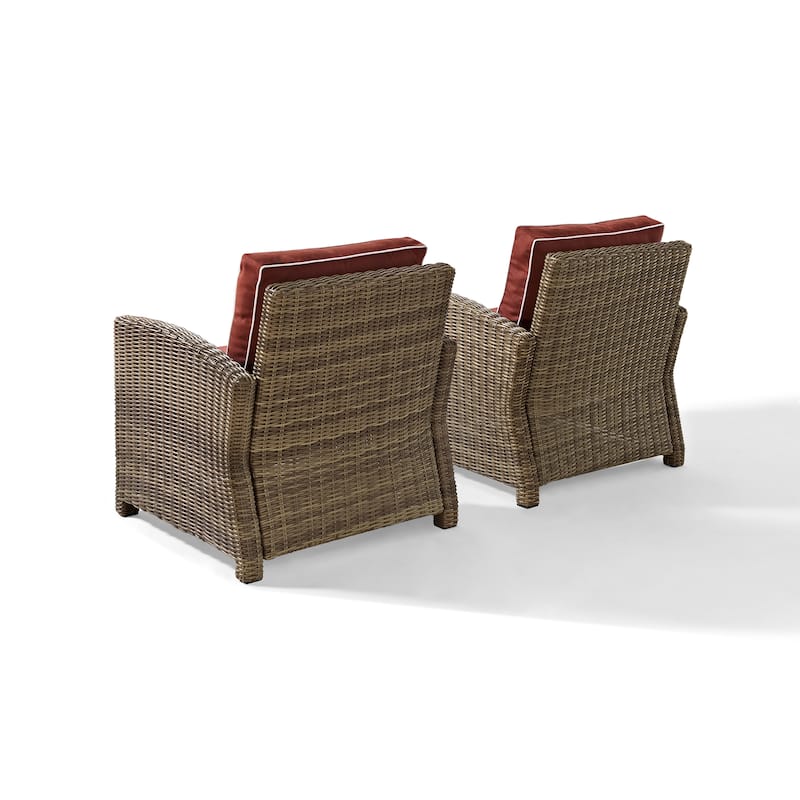 Crosley Bradenton Outdoor Wicker Arm Chairs with Sangria Cushions (Set of 2)