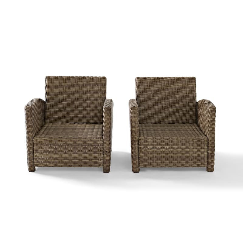 Crosley Bradenton Outdoor Wicker Arm Chairs with Sangria Cushions (Set of 2)