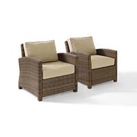 Bradenton Outdoor Wicker Arm Chairs with Sand Cushions (Set of 2)
