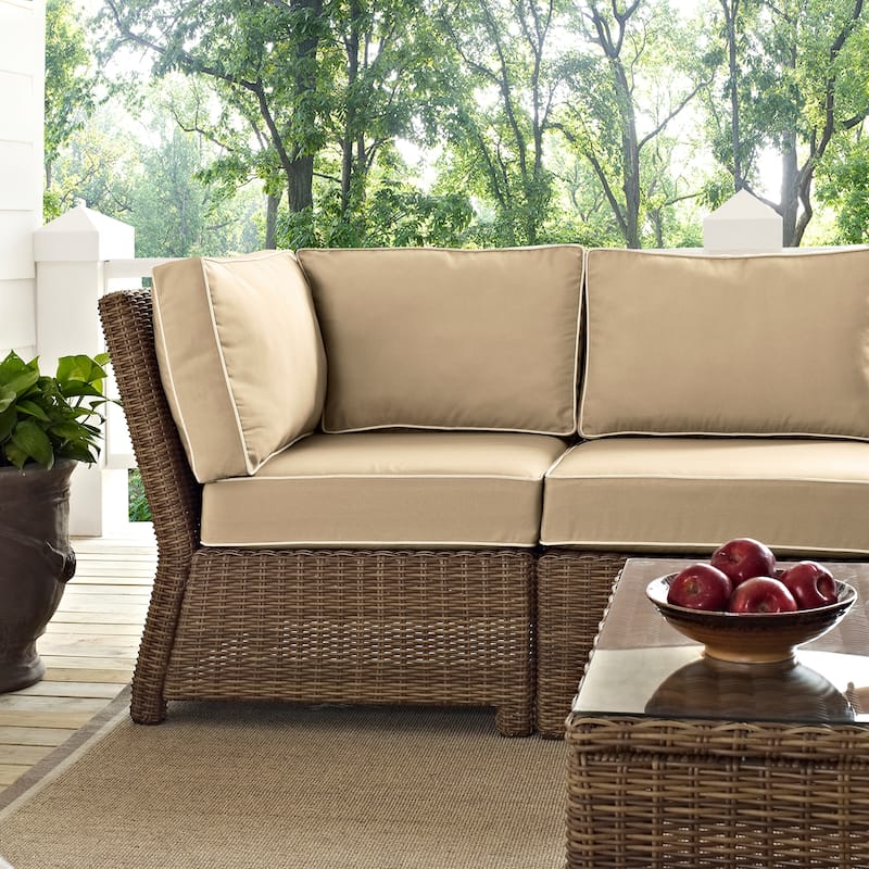 Crosley Bradenton 4-Piece Outdoor Wicker Seating Set with Sand Cushions