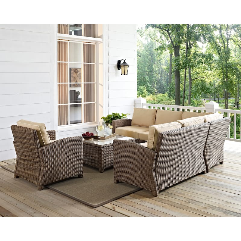 Crosley Bradenton 4-Piece Outdoor Wicker Seating Set with Sand Cushions