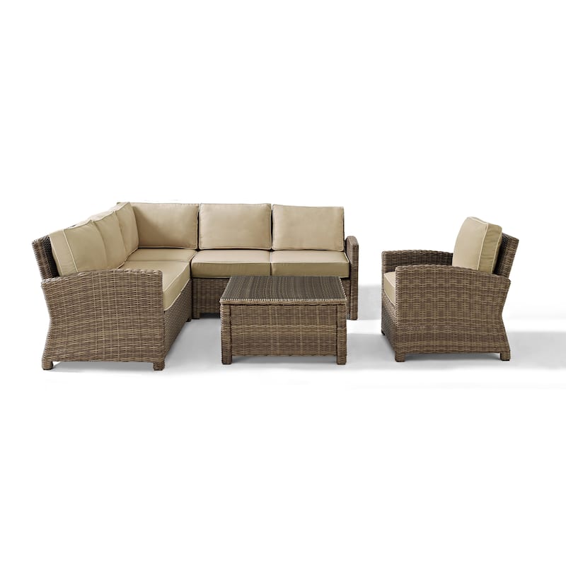 Crosley Bradenton 4-Piece Outdoor Wicker Seating Set with Sand Cushions