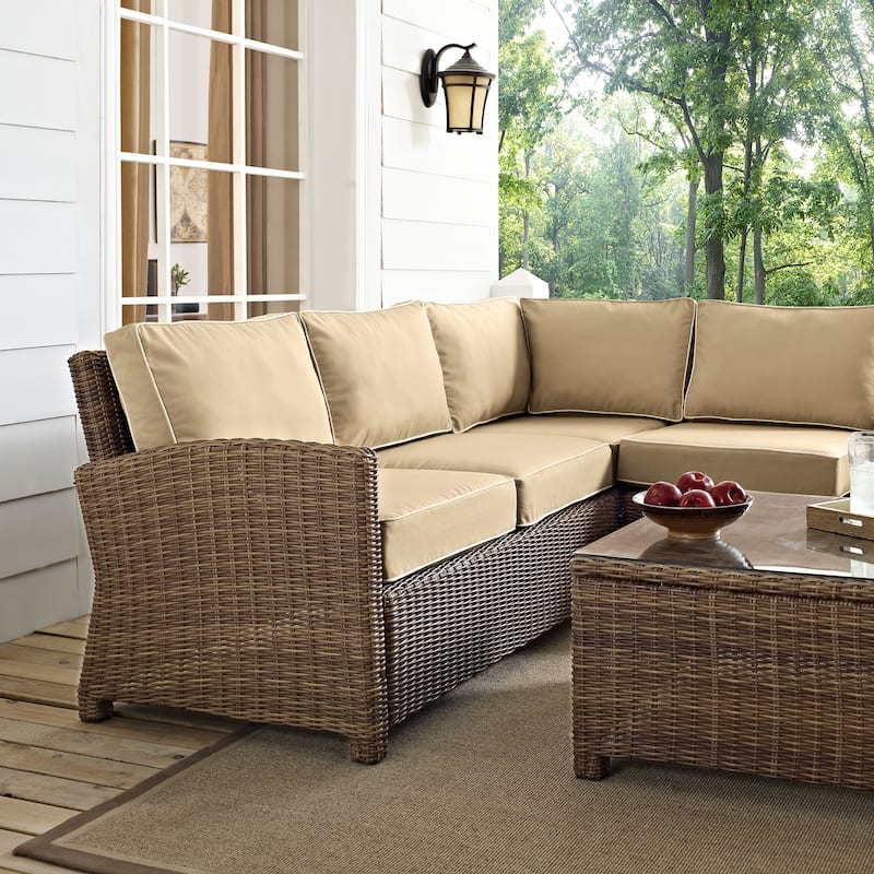 Crosley Bradenton 4-Piece Outdoor Wicker Seating Set with Sand Cushions