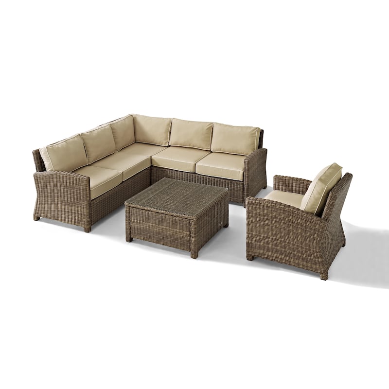 Crosley Bradenton 4-Piece Outdoor Wicker Seating Set with Sand Cushions