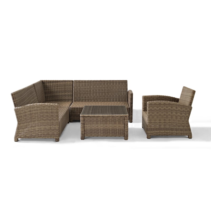 Crosley Bradenton 5-Piece Outdoor Wicker Seating Set with Navy Cushions