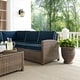 preview thumbnail 4 of 15, Bradenton 5-Piece Outdoor Wicker Seating Set with Navy Cushions
