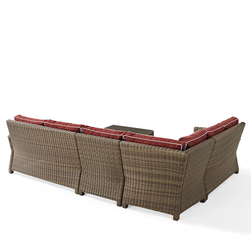 Crosley Bradenton 5-Piece Outdoor Wicker Seating Set with Sangria Cushions