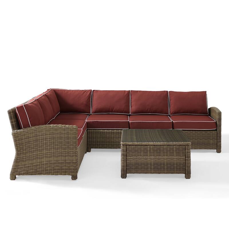 Crosley Bradenton 5-Piece Outdoor Wicker Seating Set with Sangria Cushions