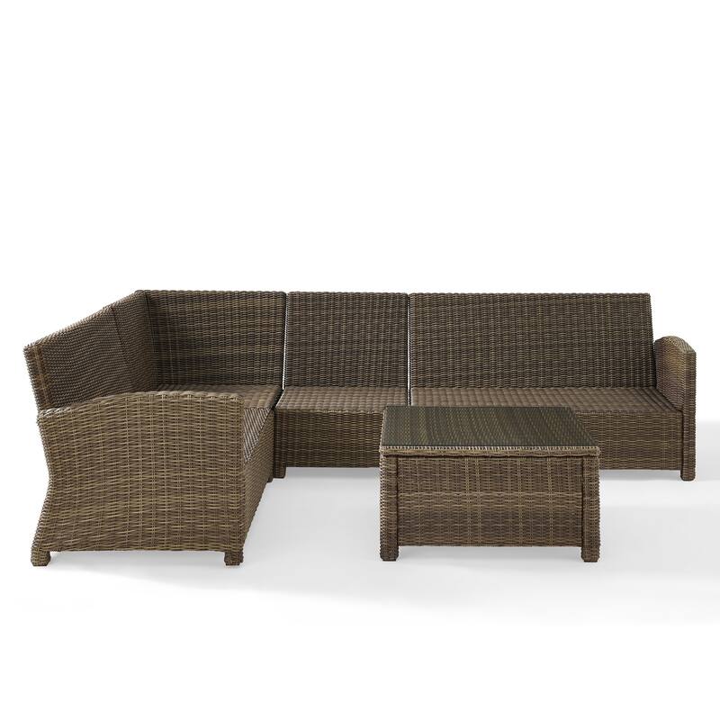 Crosley Bradenton 5-Piece Outdoor Wicker Seating Set with Sangria Cushions