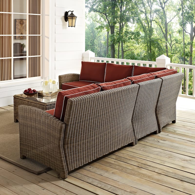 Crosley Bradenton 5-Piece Outdoor Wicker Seating Set with Sangria Cushions